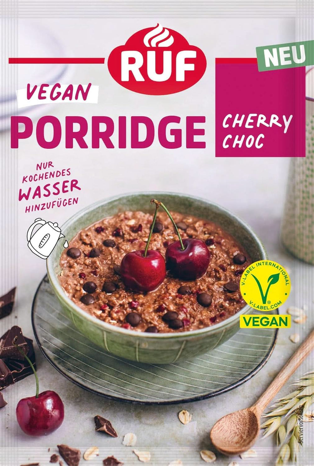 RUF Vegan Porridge Red Berry Oats, Porridge aux fraises et framboises, 60 grammes Céréales Naty Shop