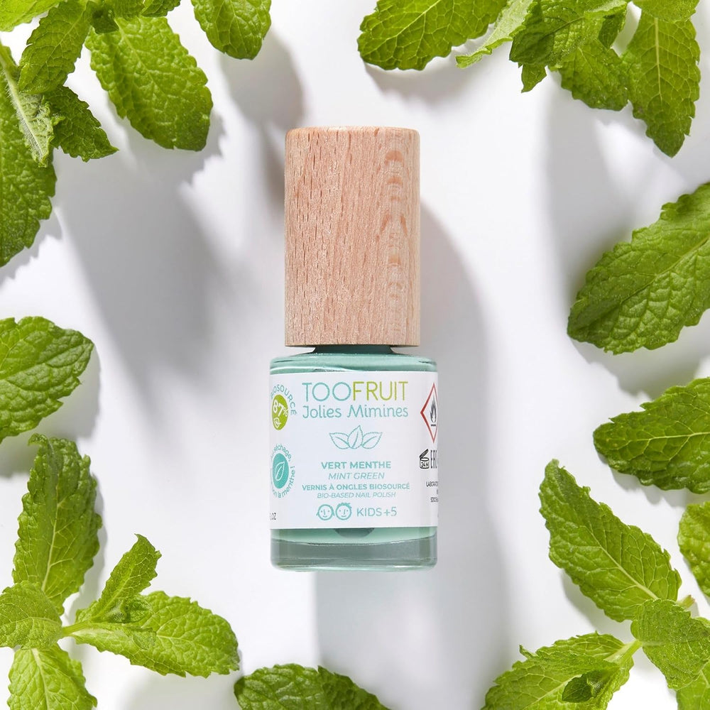 TOOFRUIT Vernis à ongles menthe pour enfants – À base d'eau, amovible, sans solvant, non toxique et sûr, 100 % végétalien, 10 ml