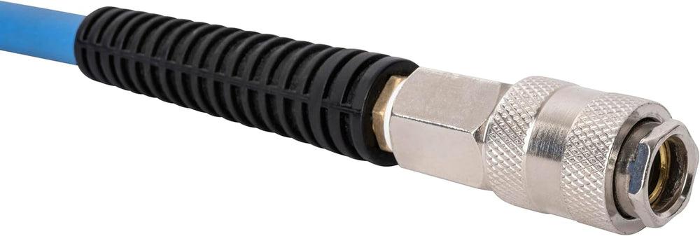 Enrouleur de tuyau automatique Güde 10 m (pression de service 12 bar, rotation 180°, tuyau d'air comprimé extrêmement flexible, résistant à l'huile et à la température, filetage de raccordement 1/4", support mural)