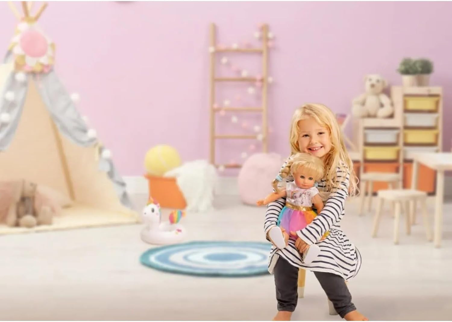 Heless 6601 - Bouée Henri Licorne pour poupées, taille 28-35 cm, pour s'amuser dans la piscine, le lac et la baignoire