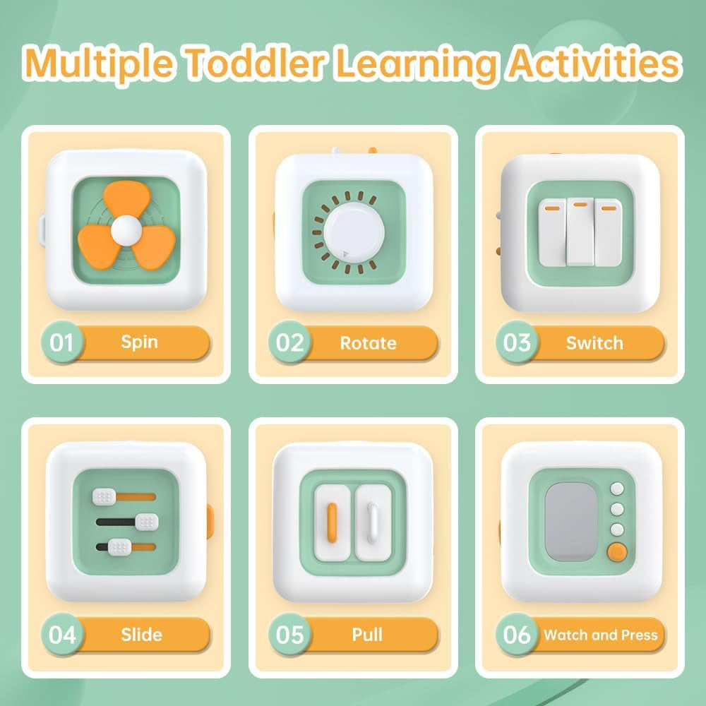 Jouet sensoriel pour les tout-petits de 1 à 3 ans | Jouet Montessori pour les enfants à partir de 1 an | Jouet de voyage pour bébés de 12 à 18 mois | Cube d'activités, cadeau anniversaire ou Noël pour les 1 an