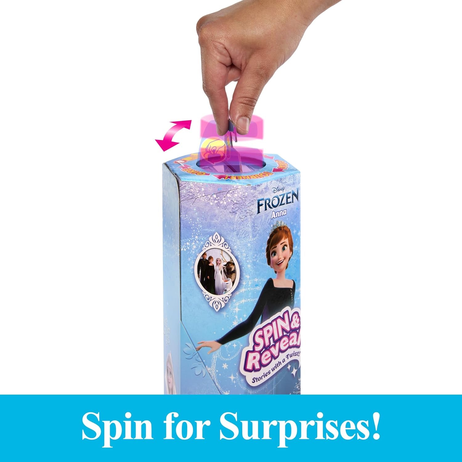 Mattel Disney The Ice Queen Anna Fashion Doll Set, Spin & Reveal avec 11 surprises, dont 5 accessoires, 5 autocollants et une scène de jeu, inspirée du film Disney, HXD27 Naty Shop Dolls