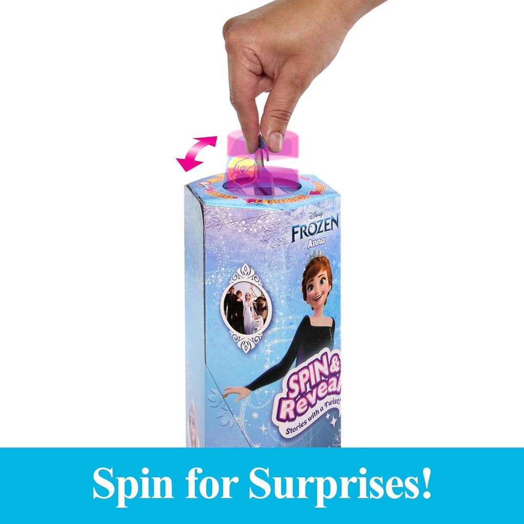 Mattel Disney The Ice Queen Anna Fashion Doll Set, Spin & Reveal cu 11 surprize, inclusiv 5 accesorii, 5 autocolante și o scenă pentru joacă, inspirat de filmul Disney, HXD27 Papusi Naty Shop