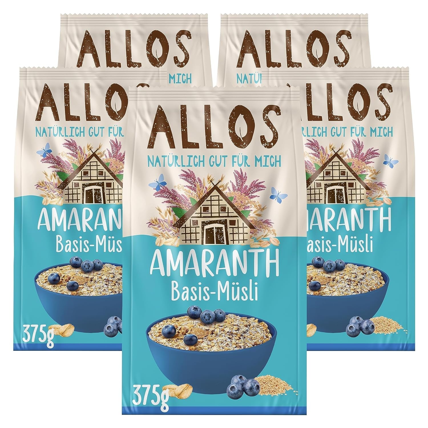 Allos muesli protéiné non sucré | Muesli biologique | Gruau | Céréales pour le petit déjeuner | Vegan (5 x 450g), 1 pièce (paquet de 5)