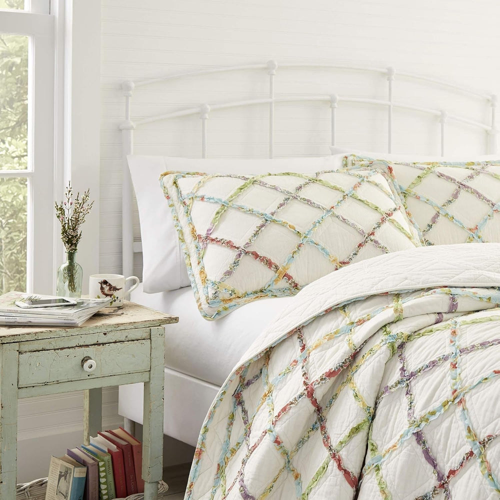 Laura Ashley Home Couette Rüschen Garden Collection, 100% coton, Ultra douce, Pour toutes les saisons, Réversible, Elégante, Lit double, Couleur Crème (197783) Couettes et couettes Naty Shop