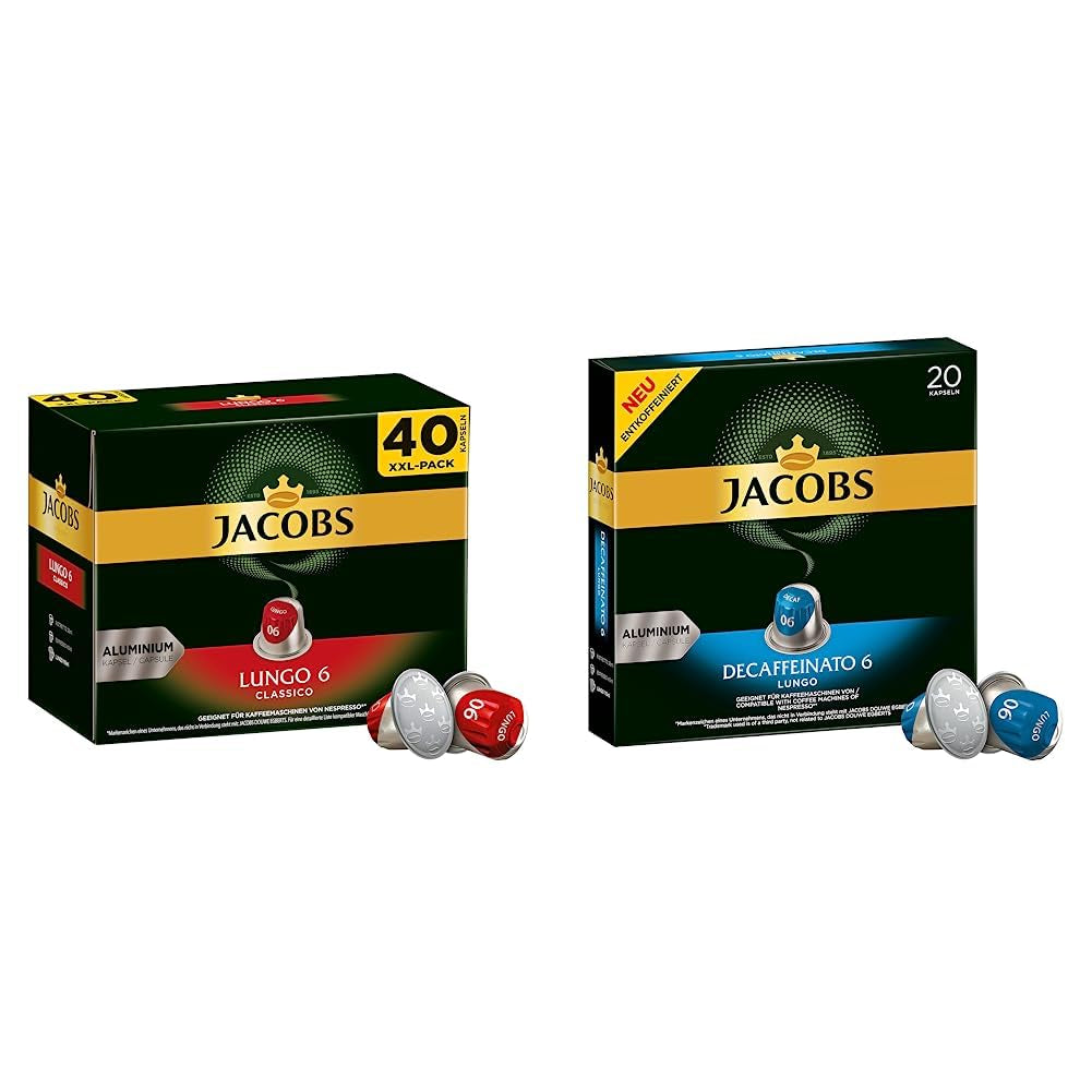 Capsules de café Lungo Classico (nur für kurze Zeit) Megapack XXL & Capsules de café Lungo Decaffeinato - Intensité 6-200 Capsules compatibles Nespresso, 10er Pack, 10 x 20 Getränke