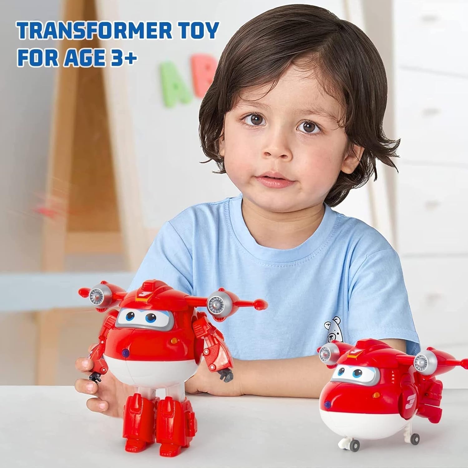 Super Wings 5" Transforming Characters 2-Pack Transforming Supercharged Jett + Tino Transformer Toy pour garçons et filles à partir de 3 ans Figurines d'action rouges Naty Shop