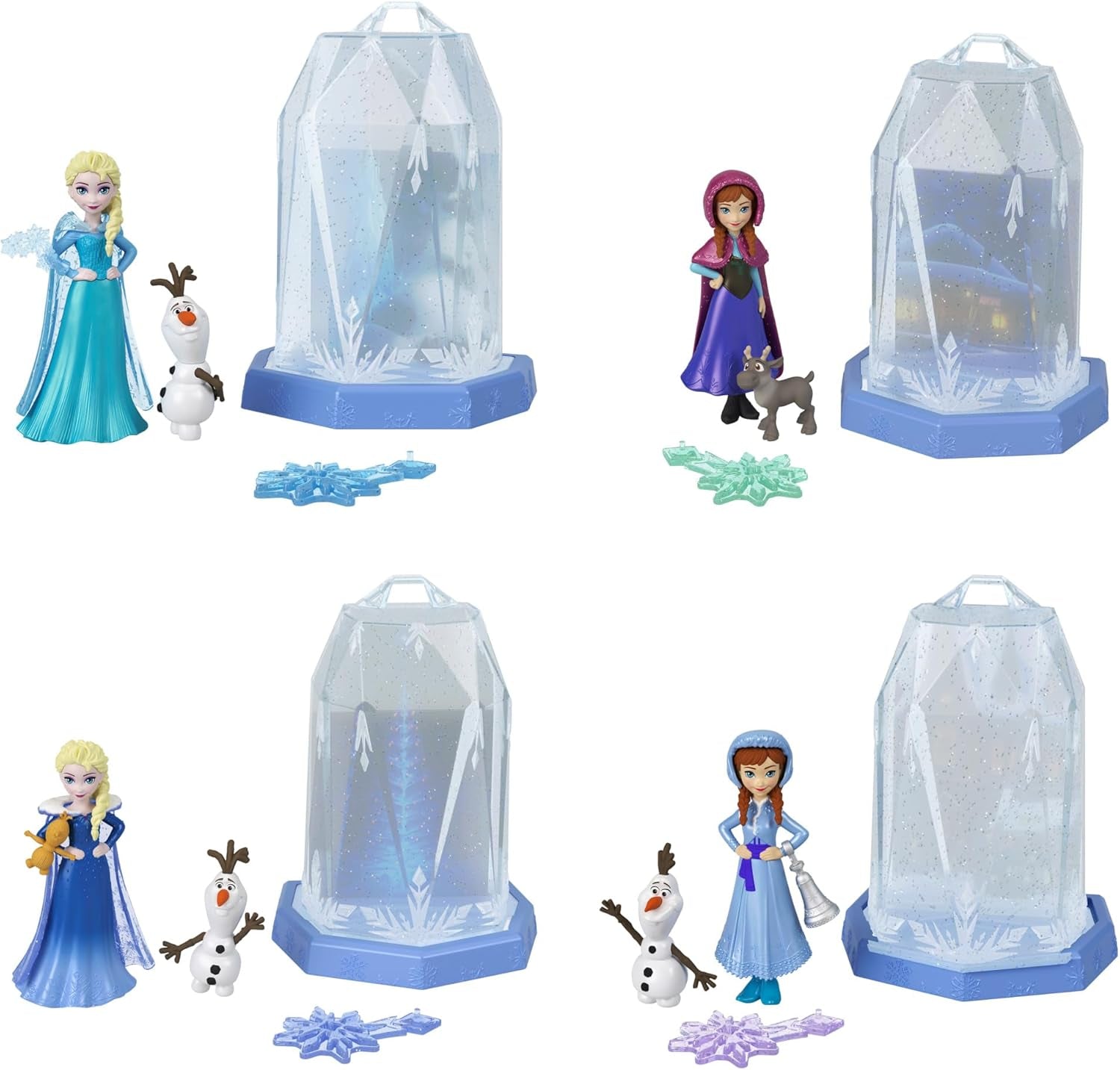 Mattel Disney Frozen Ice Reveal Petite poupée avec gel glacé moelleux et 6 surprises, comprend une figurine d'ami et des accessoires (les poupées peuvent varier) HRN77