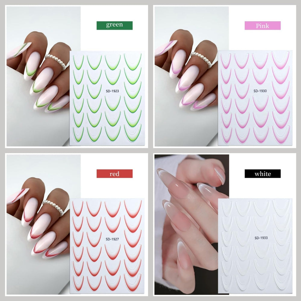 GZMAYUEN 12 couleurs français ongles autocollants 3D français dégradé couleur ongles autocollants auto-adhésif ongles conception ongles accessoires