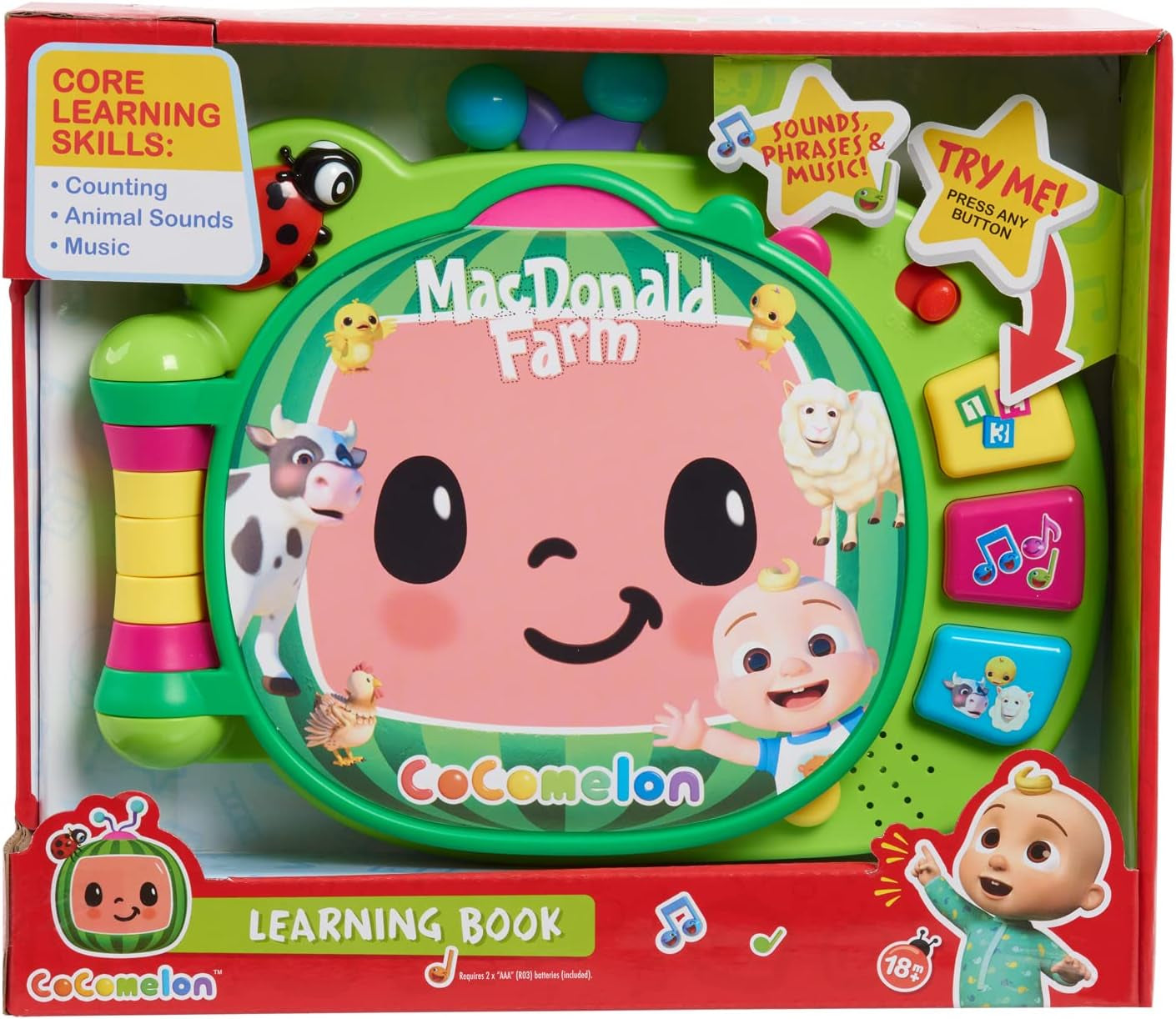 CoComelon , Livre d'apprentissage J.J, fonctions d'apprentissage et électronique, jouet pour enfant à partir de 18 mois, CCM10 (version française) Bebe Toys Naty Shop