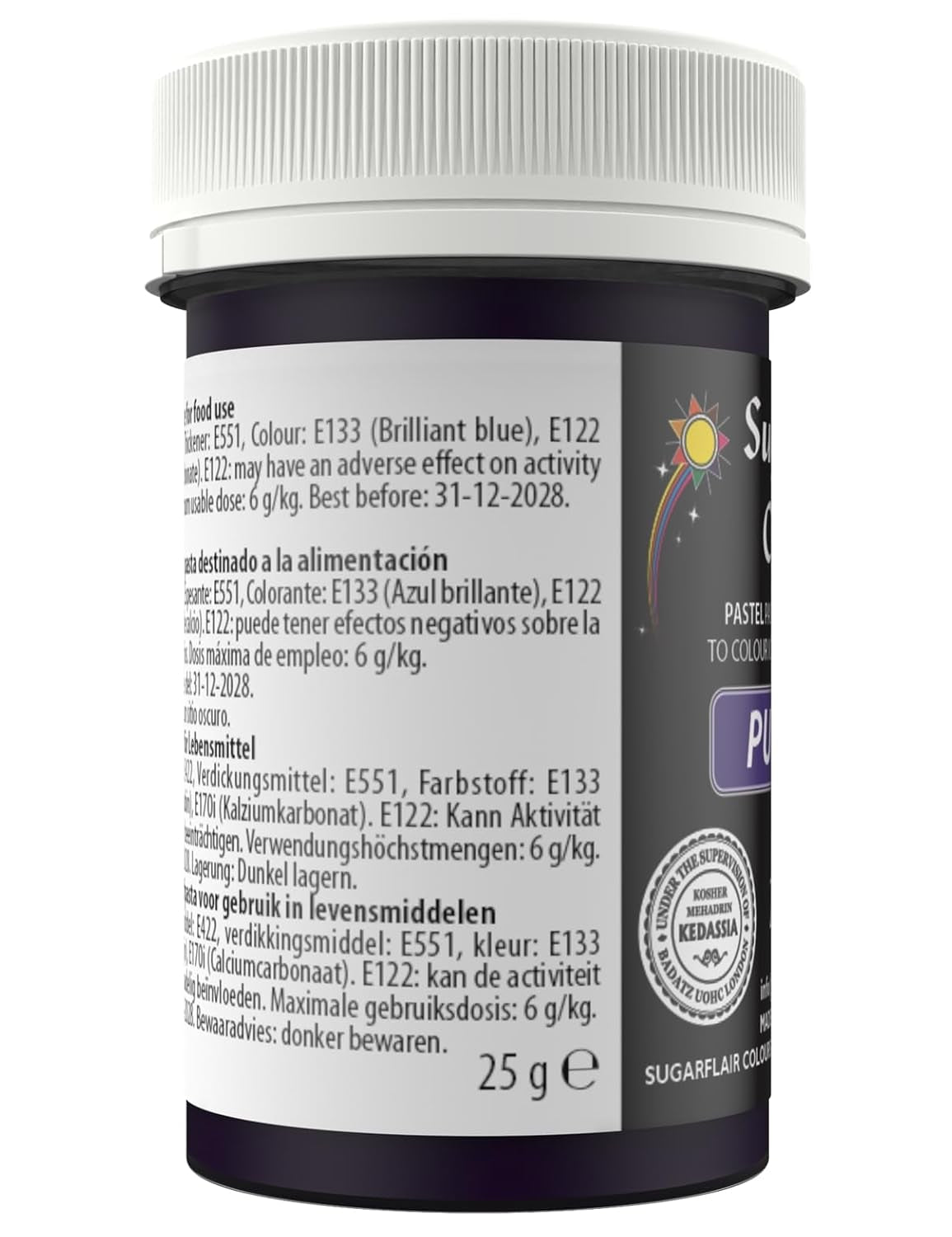 Sugarflair Colorant Alimentaire pour Pâtes, Couleur Violet Pastel, Colorant Alimentaire pour Pâtes, Fondant et Massepain, Couleurs Concentrées Spectrales - 25g
