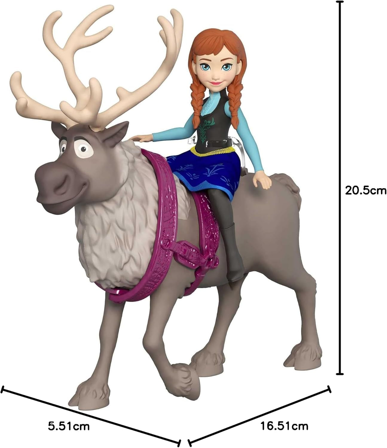 Mattel DISNEY The Ice Queen Anna & Sven - păpușă și figurină animal, inspirată de personajele animate, membre mobile, fustă și pelerină detașabile, pentru copii de la 3 ani, HLX03 Papusi Naty Shop