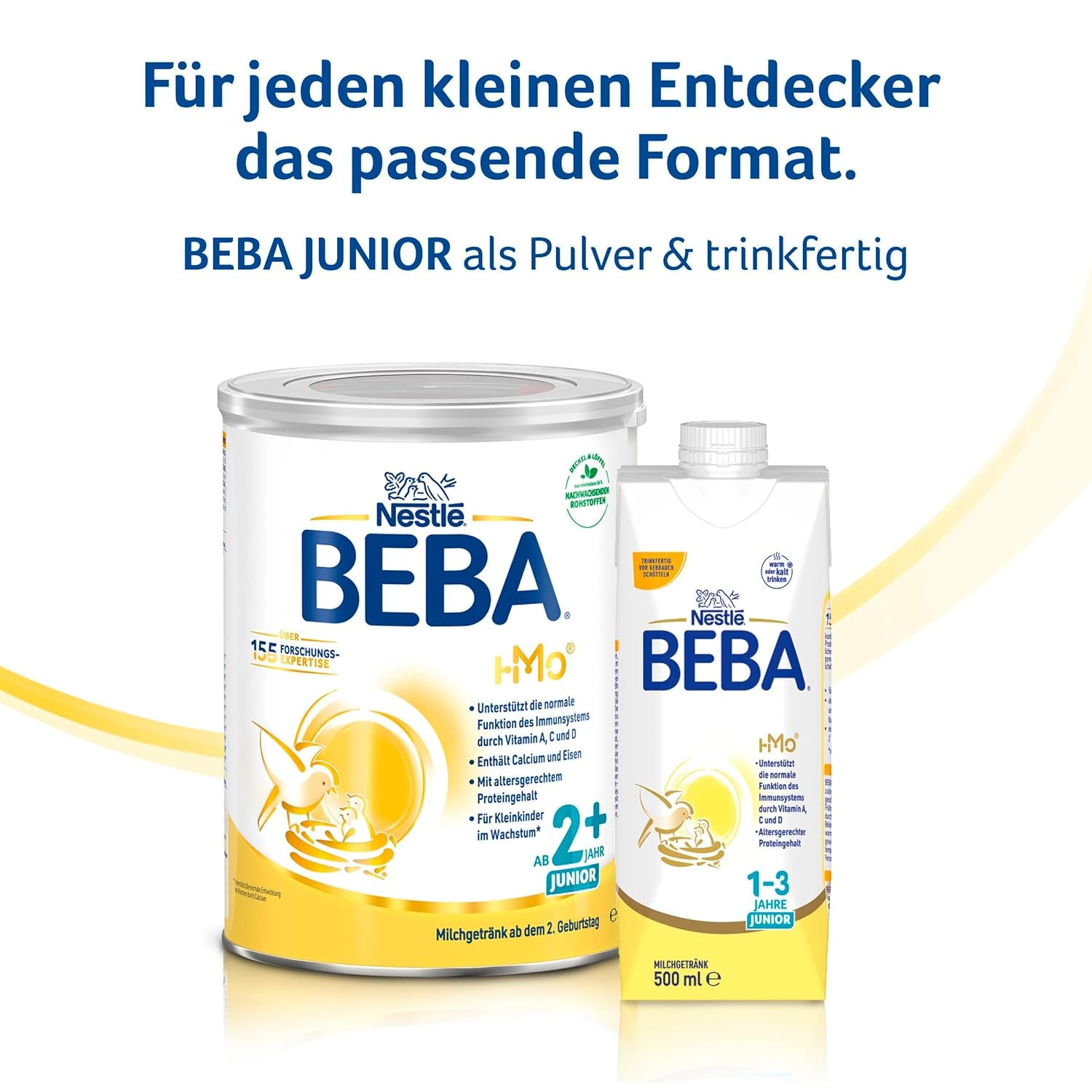 Boisson lactée BEBA Junior 2+ à partir de 2 ans, Avec HMO, Teneur en protéines adaptée à l'âge, Lactose uniquement, Sans huile de palme, Sans huile de poisson, Aliments pour tout-petits, Lait en poudre pour bébé, Lot de 6 (6 x 800 g)
