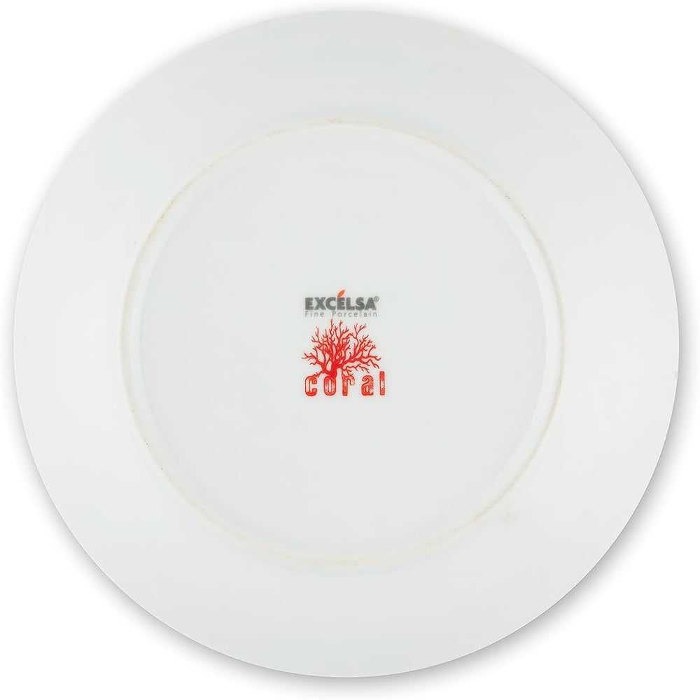 Service de table Excelsa Coral, 18 pièces, porcelaine, rouge