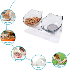 Edipets, Katzennapf erhöht, Einzel oder Doppel, Antischlingnapf, Erhöchte, für Hund und Katze (Transparent)