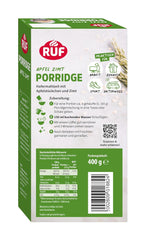 RUF Gruau aux pommes et à la cannelle avec flocons d'avoine entiers, saveur délicate de cannelle et morceaux de pommes séchées, snacks, emballage en vrac, 1 x 400 g