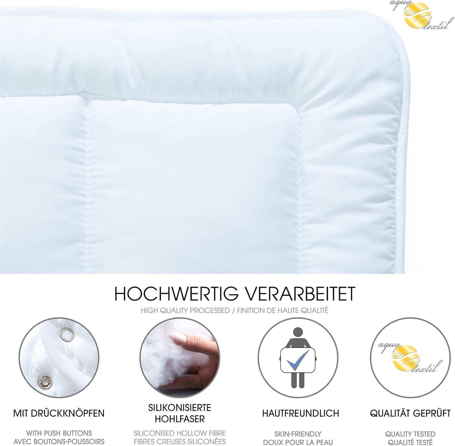 Aqua-Textil Soft Touch Parure enfant Couette 100 X 135 Cm 250G et 350G avec oreiller 40 X 60 Cm 150G Couette 4 saisons Climatisation Oeko-Tex Couettes et couettes Naty Shop