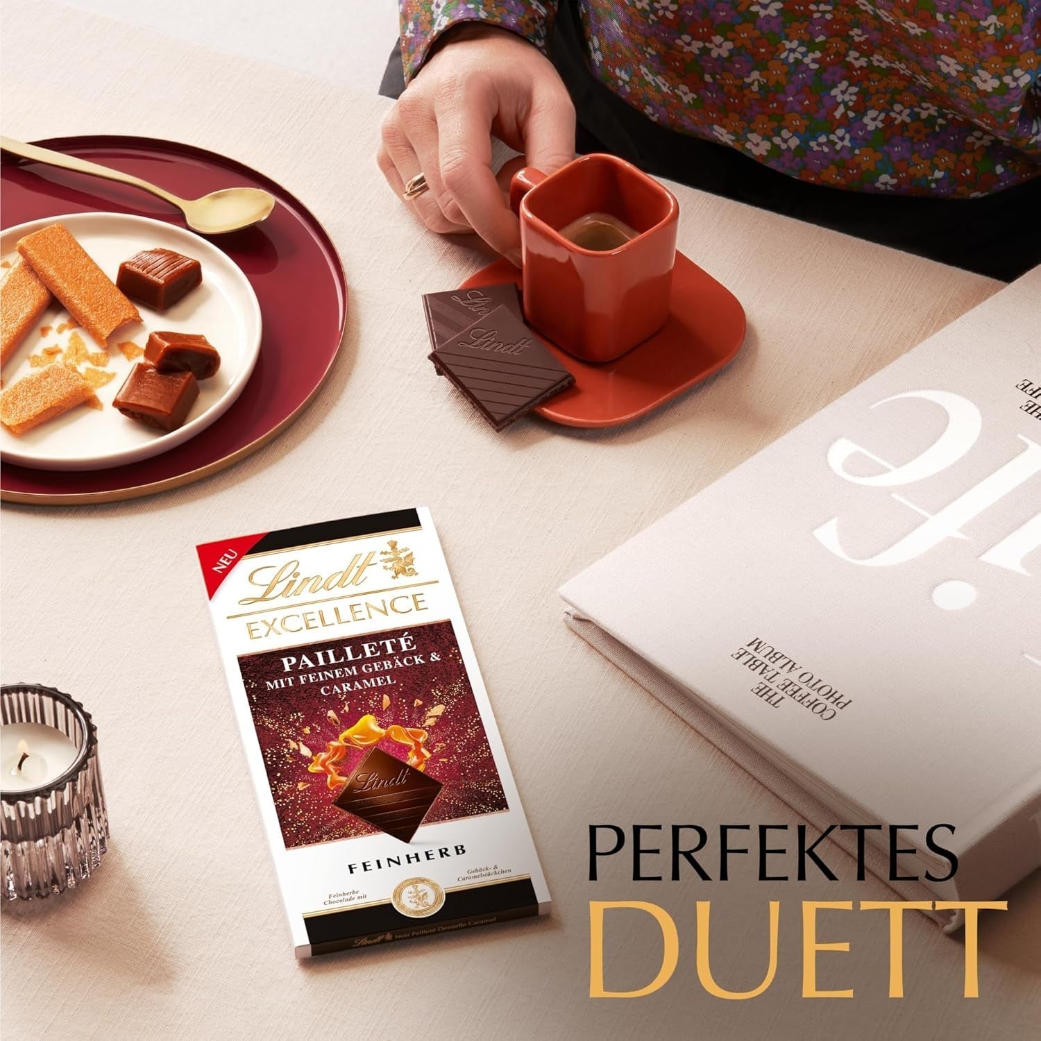 Lindt EXCELLENCE Pailleté Biscuits & Caramel - Chocolat fin avec tarte, 100 grammes Bonbons au chocolat Naty Shop