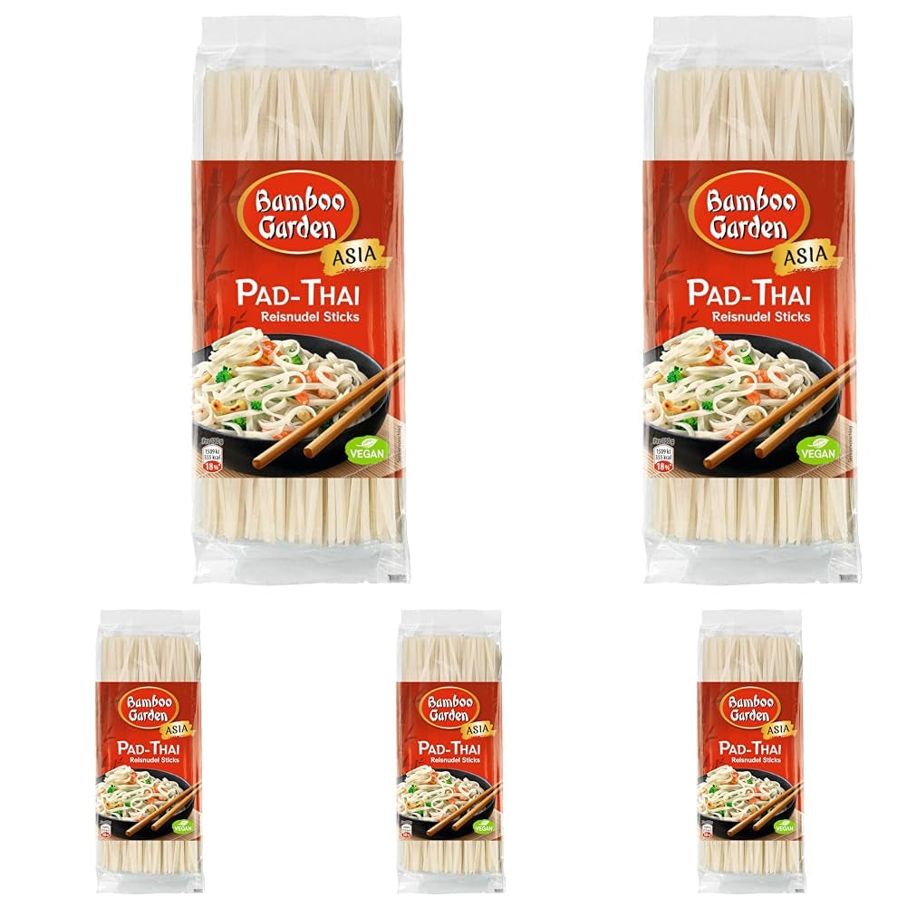 Bamboo Garden - Bâtonnets de nouilles de riz Pad Thai, pour les plats de nouilles traditionnels comme le Pad-Thai, végétalien, 1 x 300 g (la conception de l'emballage peut varier)