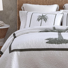 Tommy Bahama Collection Palm Island | Couette - 100% coton, réversible, douce et respirante, prélavée pour plus de douceur, lit king size, gris Couettes et couettes Naty Shop