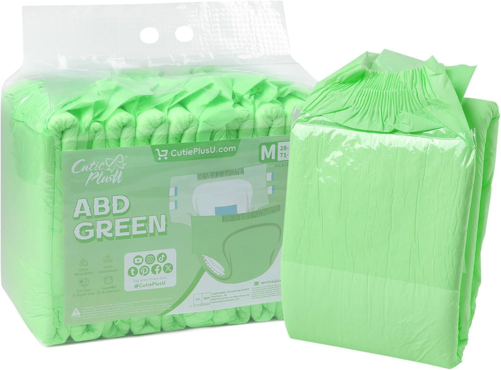 CutiePlusU Lot de 10 couches jetables pour incontinence avec boucles pour femme et homme, absorption maximale pendant la nuit – Jaune (taille moyenne 71-96 cm)