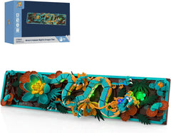 Kit de construction de tuiles de dragon mythique pour adultes, jouet de construction d'art divin Loong 3D avec lumières LED et fleurs, kit de modèle en relief de dragon à faire soi-même, cadeaux et décorations créatifs (1676 pièces)