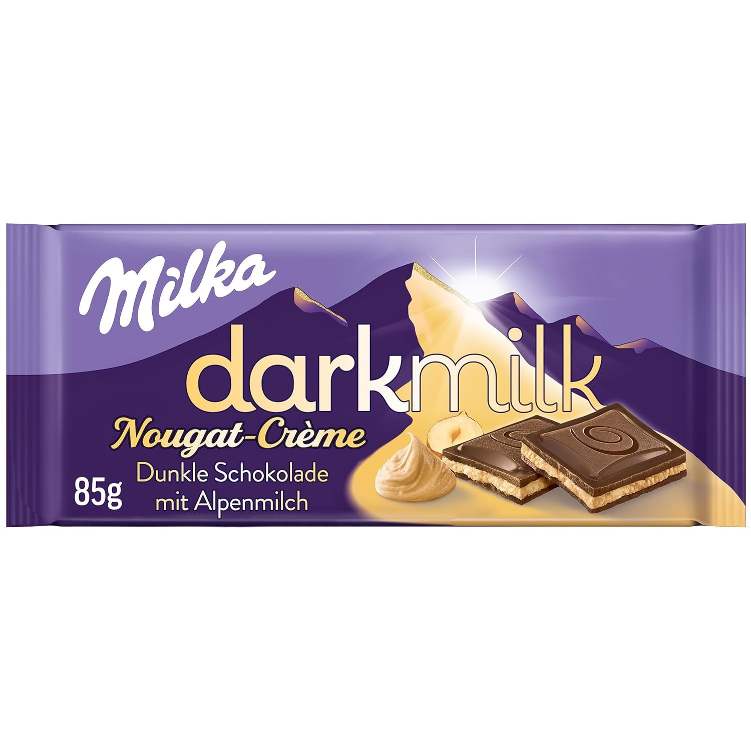 Milka Black Milk – Chocolat noir alpin fourré au lait et au nougat crémeux – 85g (paquet de 5)