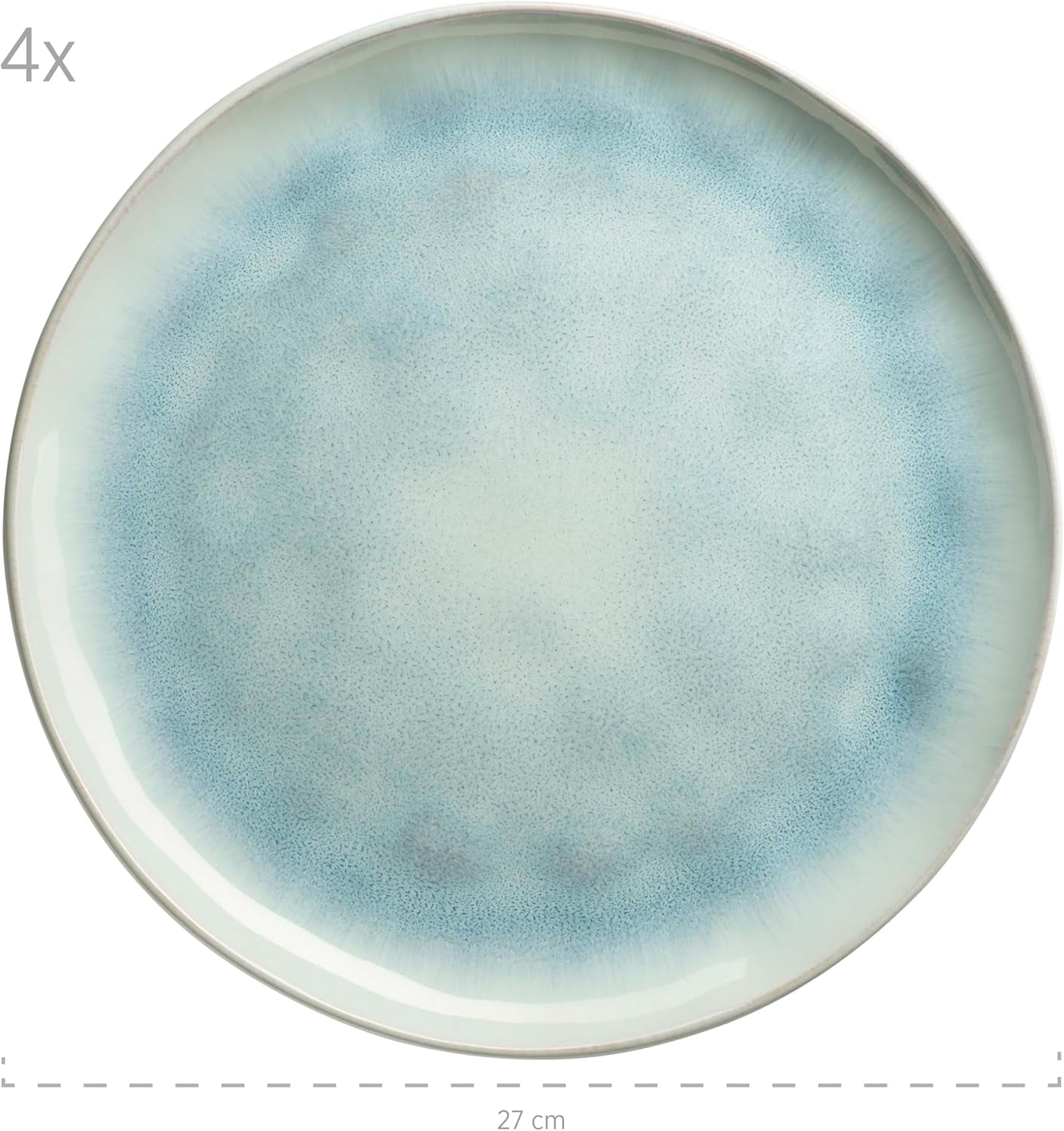 MÄSER Serie Frozen, Geschirr Set Aus Keramik Für 4 Personen, 16-Teiliges Kombiservice Mit Organischen Formen, Farblich Gesprenkeltes Service, Steinzeug, Türkis-Grün Ensembles de vaisselle Naty Shop