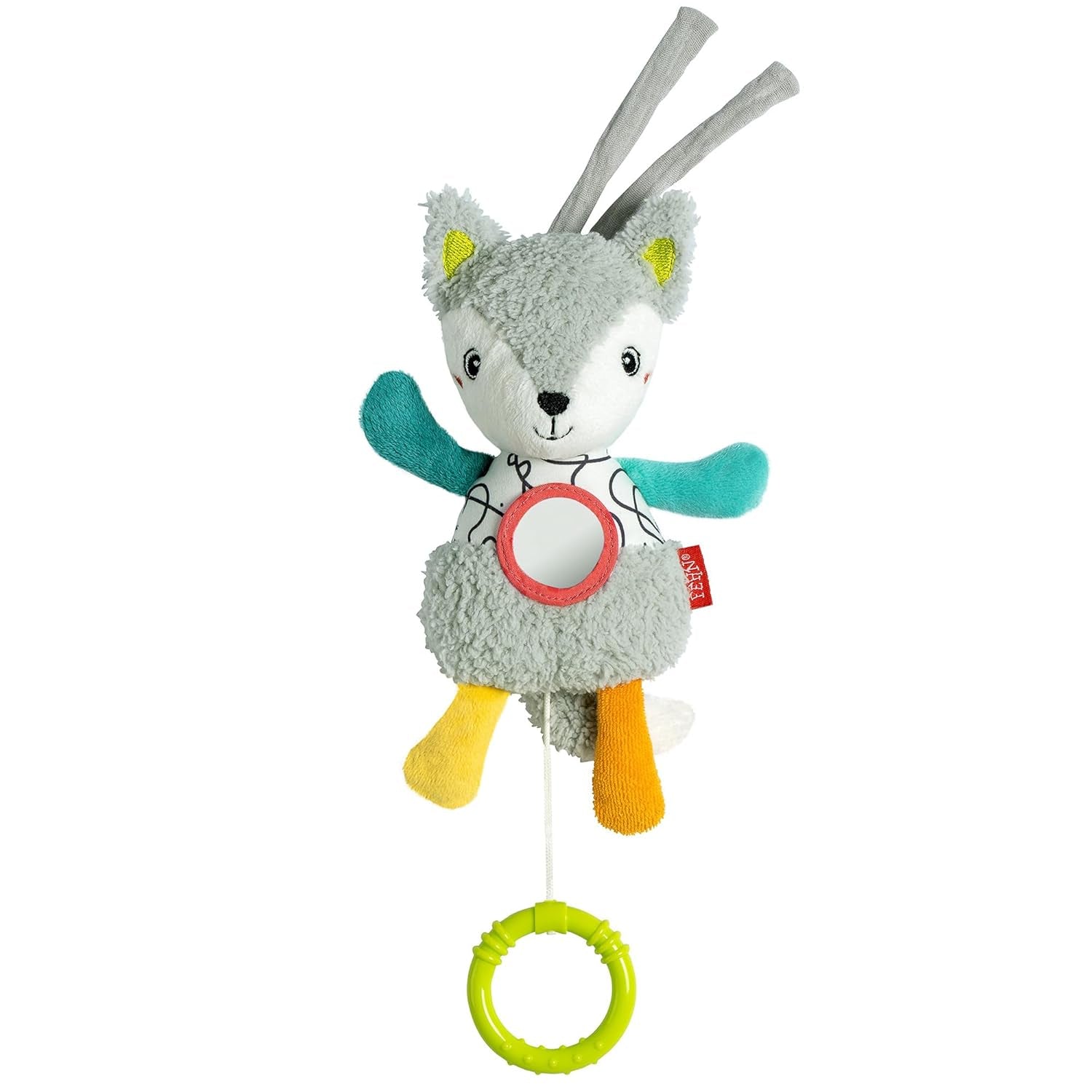 Fehn boîte à musique bébé somnifère mouton - peluche avec accessoire - chanson somnifère "Brahms Lullaby" - jouet pour enfants pour le voyage et la maison - jouets musicaux pour bébés et enfants Bebe Toys Naty Shop Fox