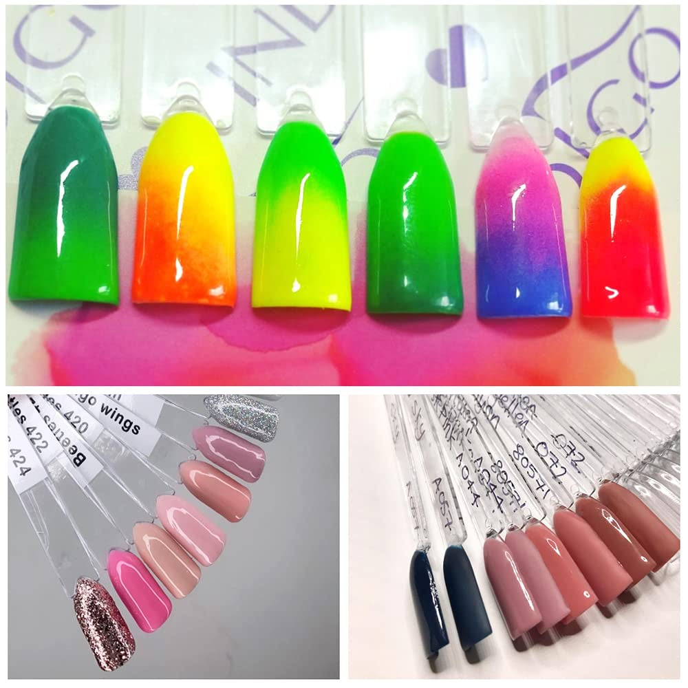 300 bâtonnets d'ongles transparents, dessins d'ongles en forme d'éventail, pointes d'affichage couleur avec 6 anneaux métalliques, plaque d'ongles artificiels pour salon de manucure et pratique du vernis gel pour débutants