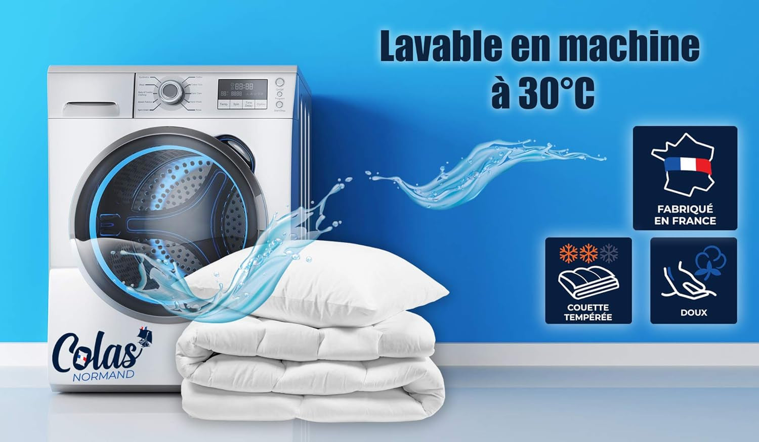 COLAS NORMAND Couette Percale Coton 260 X 240 cm Haute Qualité 100% Percale Coton Doux et Confortable Durable Finition Fine Fabriqué en France Couettes et Couettes Blanc Naty Shop