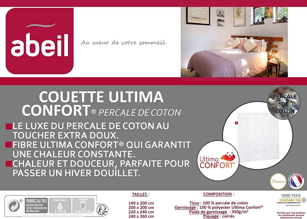 Couette en coton percale Abeil Premium Ultima Confort, 200 X 200 Cm Couettes et couettes Naty Shop