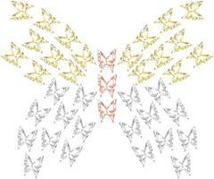 80 pièces 3D papillon ongles breloques alliage papillon or argent paillettes Nail Art décorations ongles bijoux accessoires bricolage manucure pour les femmes
