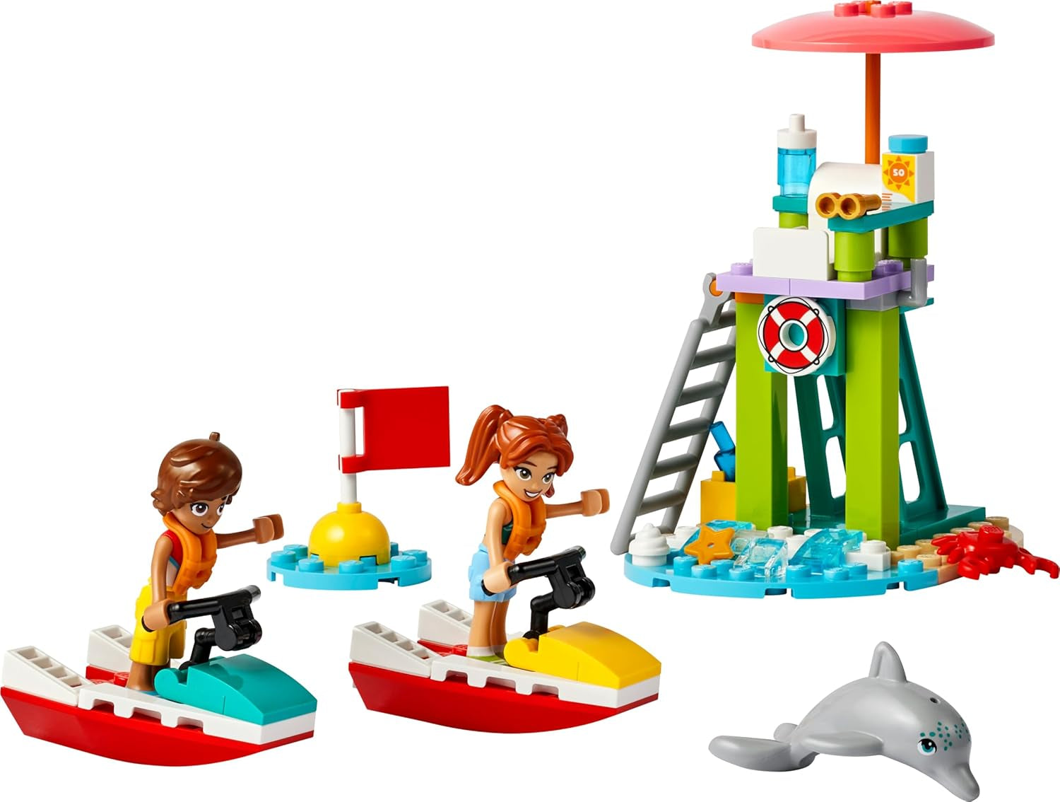 LEGO Friends Rettungsschwimmer Aussichtsturm mit Jetskis, Kinderspielzeug, Geschenkidee für Mädchen und Jungen ab 5 Jahren mit 2 Spielfiguren und Delfin, Jetski-Spielzeug 42623