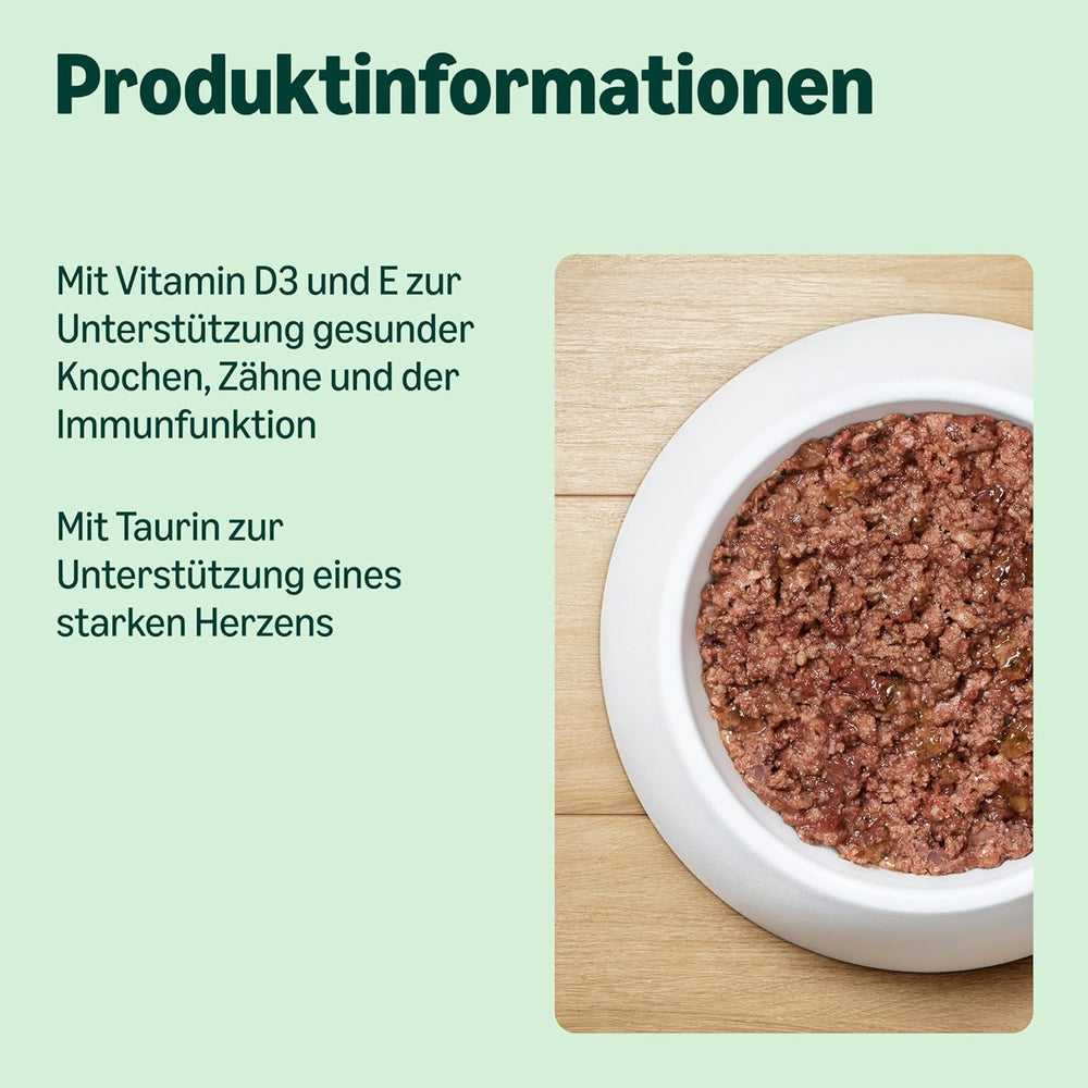 Hrană umedă pentru pisici fără cereale de la Amazon, conservă, pate de pui, 12 x 400 g