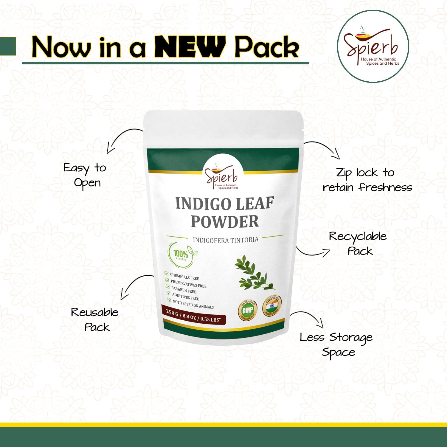 Poudre d'indigo (250 g / 8,8 oz / 0,55 lb) pour cheveux à utiliser avec de la poudre de henné pour teindre les cheveux noirs - 100 % pure et naturelle de feuilles d'indigofera tinctoria en poudre pour teinture capillaire Naty Shop