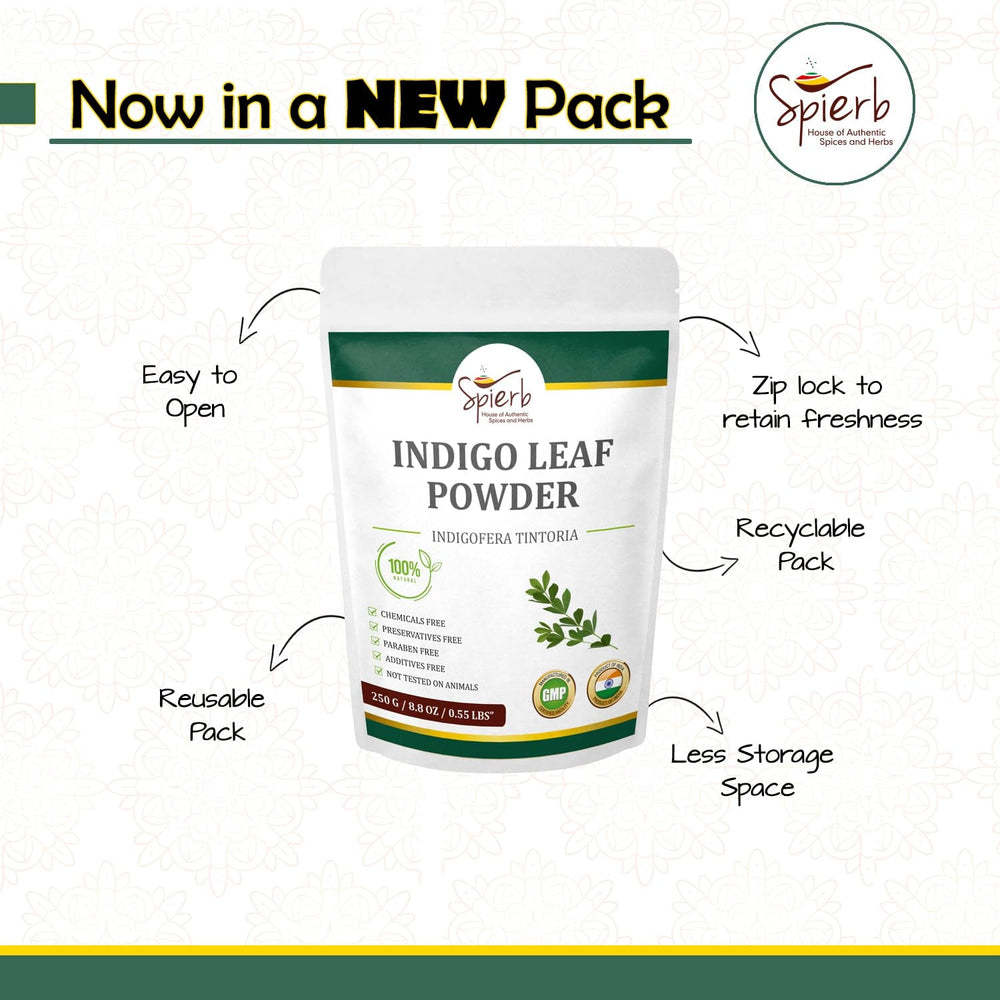 Poudre d'indigo (250 g / 8,8 oz / 0,55 lb) pour cheveux à utiliser avec de la poudre de henné pour teindre les cheveux noirs - 100 % pure et naturelle de feuilles d'indigofera tinctoria en poudre pour teinture capillaire Naty Shop