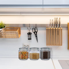 Lot de 6 bocaux de conservation Relaxdays avec couvercles, bocaux de conservation octogonaux en verre de 1,3 L, contenants hermétiques en verre, boîtes de conservation transparentes Naty Shop