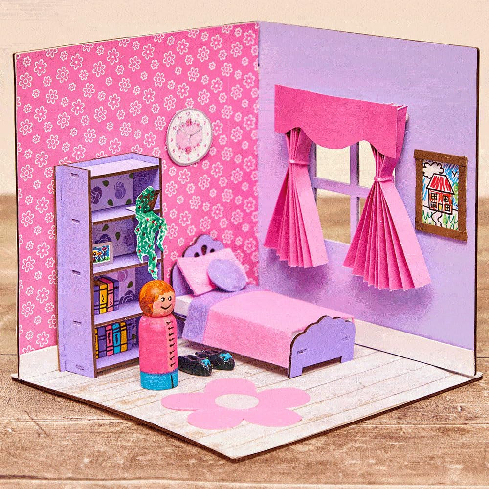 Baker Ross FN255 Mini kit de maison de poupée en bois – Kit de maison de poupée 1 pièce pour enfants Kit de bricolage