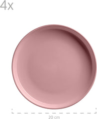 MÄSER 934005 Série Alenia, Service de table pour 4 personnes au design scandinave moderne, Service combiné en céramique de 16 pièces en rose, Grès