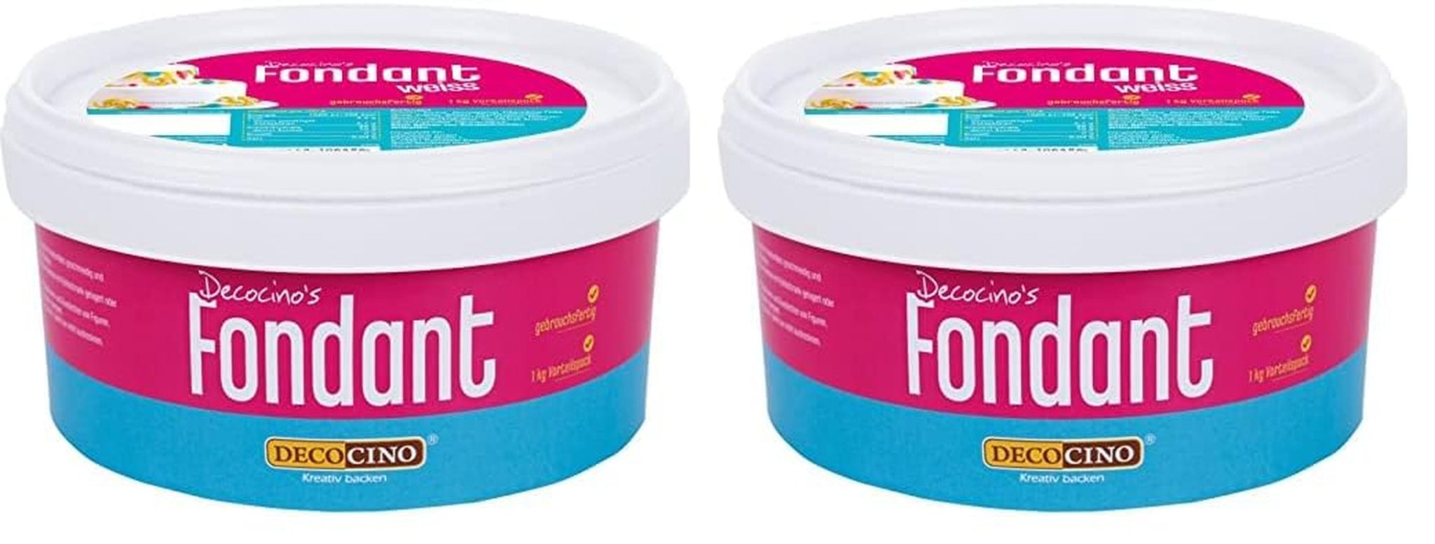 DECOCINO fondant alb - pachet valoric de 7 kilograme - ideal pentru decorarea prăjiturilor, tartelor, cake pops - vegan și fără lactoză Pasta de zahar Naty Shop 1 kg (pachet de 2)