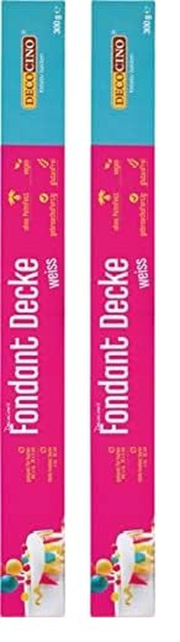 Couverture fondante roulée blanche DECOCINO - 300g - Couverture fondante prête à l'emploi pour recouvrir et décorer gâteaux et cupcakes - sans gluten et vegan (pack de 2) Naty Shop Sugarpaste Pack de 2