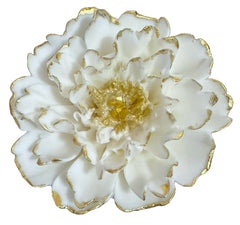 Decoratiune comestibila din zahar, Bujor alb cu auriu Decoratiuni din Pasta de Zahar Nati Shop