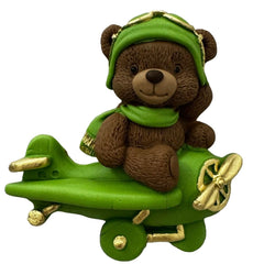 Decoratiune comestibila din zahar, Ursulet in avion Decoratiuni din Pasta de Zahar Nati Shop