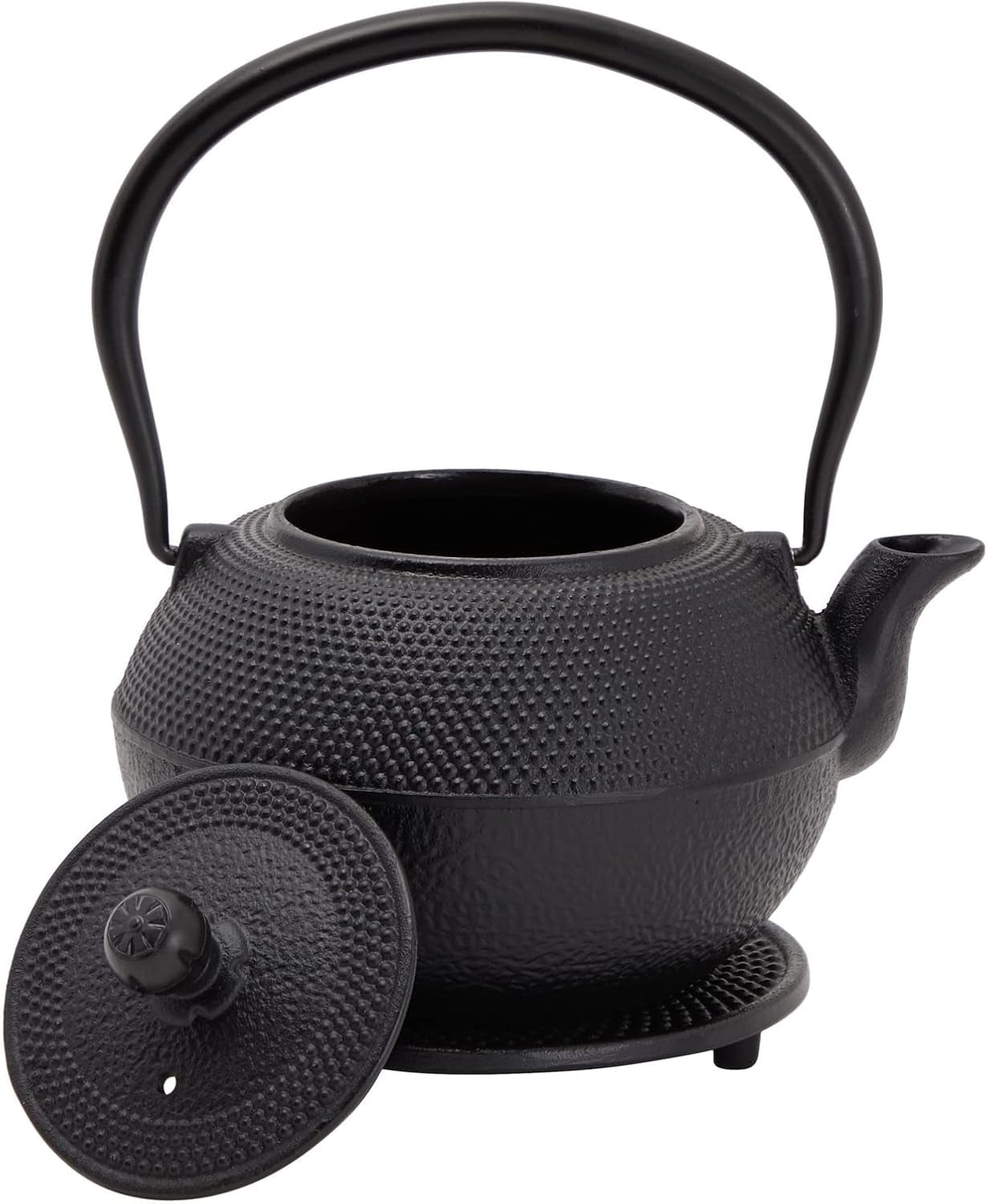 Juvale Service à thé japonais avec théière en fonte (1200 ml), soucoupe et 2 tasses, service à thé de style Tetsubin, noir