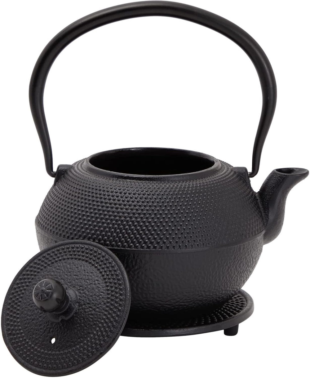 Juvale Service à thé japonais avec théière en fonte (1200 ml), soucoupe et 2 tasses, service à thé de style Tetsubin, noir
