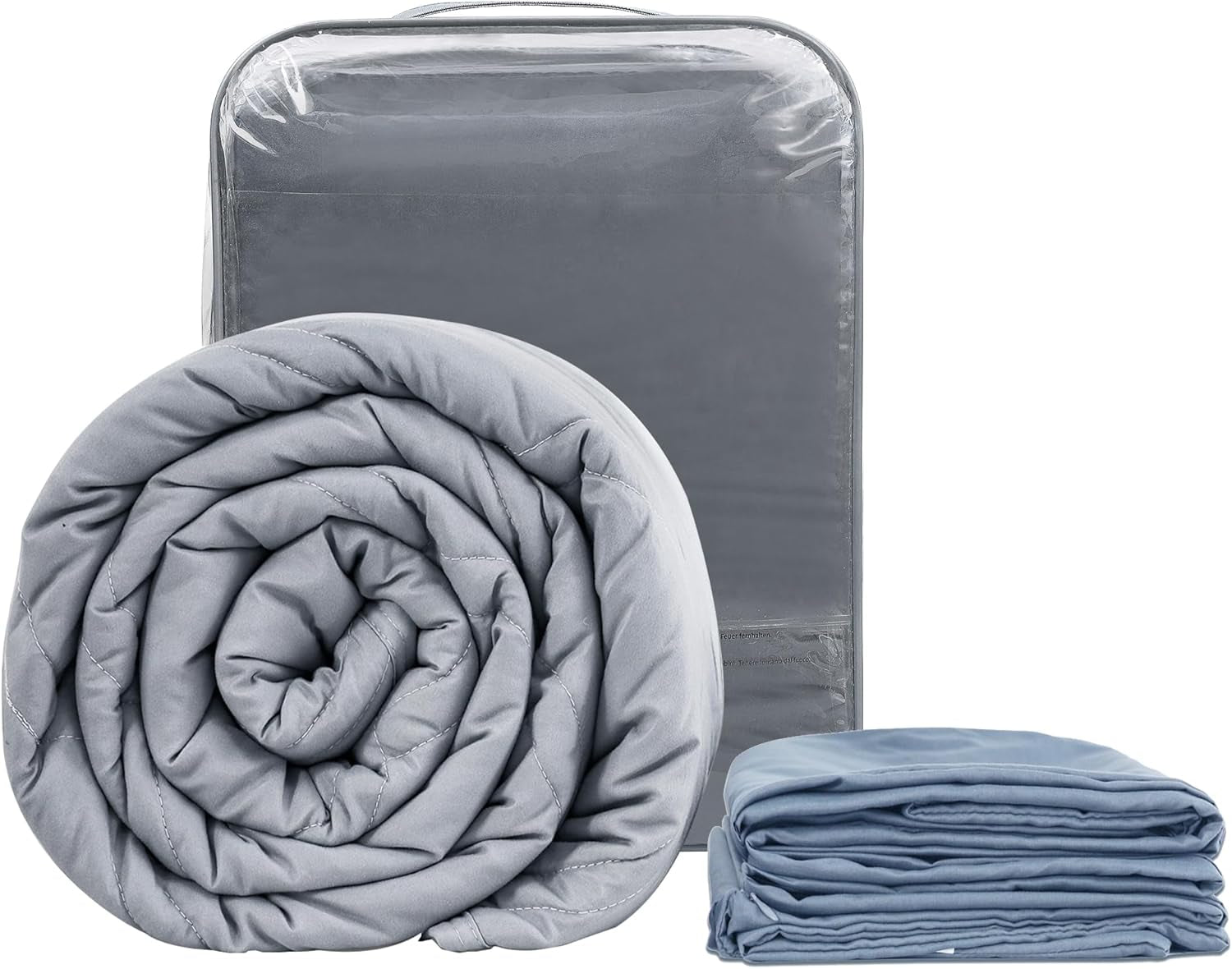 Winthome Couverture lestée avec housse de couette 150 x 205 cm 10,4 kg, couverture lestée confortable, couverture thérapeutique anti-stress, couverture lourde pour un sommeil profond et une meilleure récupération, couverture lourde pour adultes (gris) Besuche den Winthome-Store Bleu 140 x 205 cm-8,6 kg