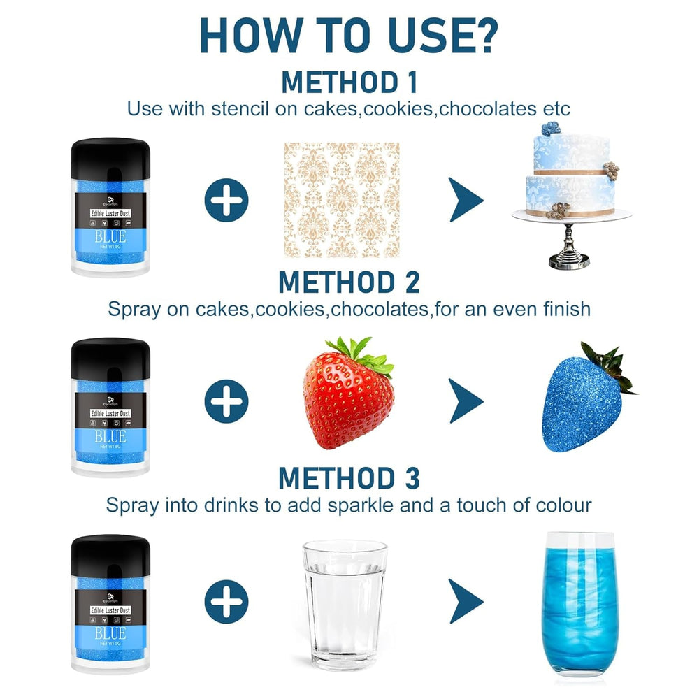 Paillettes comestibles – 4 couleurs de poussière de paillettes comestibles, poudre de paillettes pour boissons, gâteaux alimentaires – poudre de colorant alimentaire métallique, poudre de poussière pour décoration de gâteaux, bonbons, biscuits