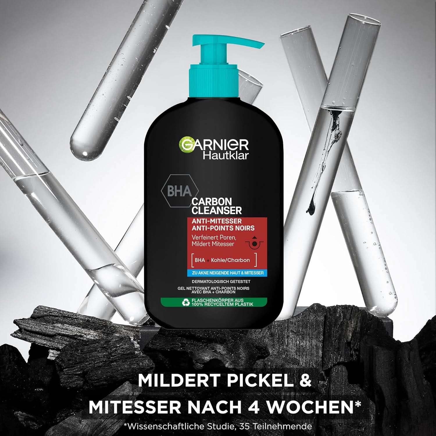 Garnier Charcoal Cleanser Gel Nettoyant Visage Contre Points Noirs & Boutons 250 ml Douche & Bain Naty Shop
