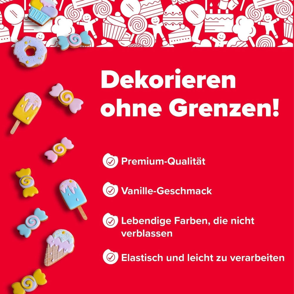 Dekora - Fondant en pâte à sucre blanche 150g - Parfait pour les gâteaux et décorations de pâtisserie - Sans gluten ni lactose - Goût vanille - Doux, flexible et facile à façonner pour des décorations créatives Naty Shop Sugarpaste